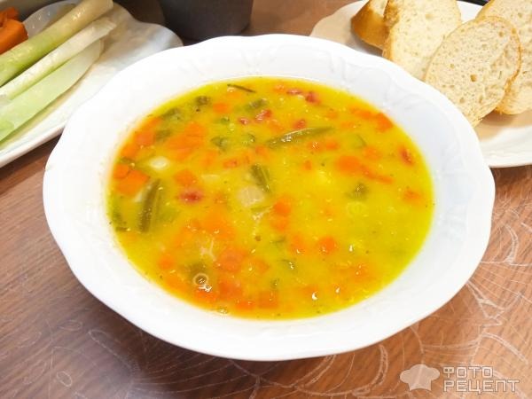 Рецепт: Вегетарианский суп с чечевицей - постный овощной суп-пюре с красной чечевицей