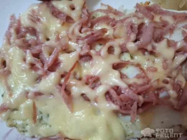 Рецепт: Белковый омлет - С колбасой и сыром.