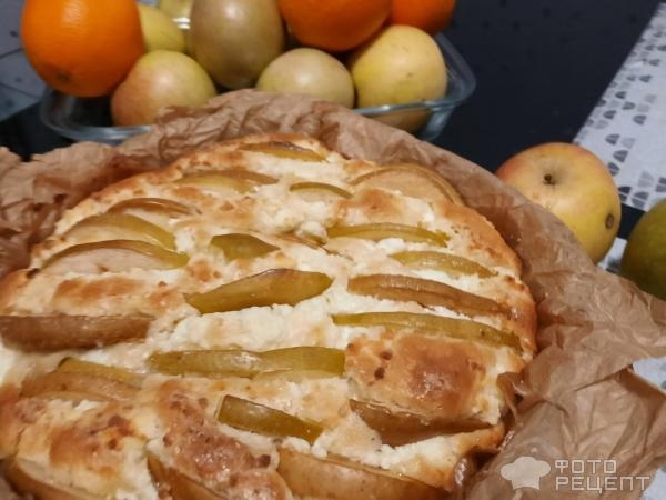 Рецепт: Пирог яблочный быстрый - С творогом.