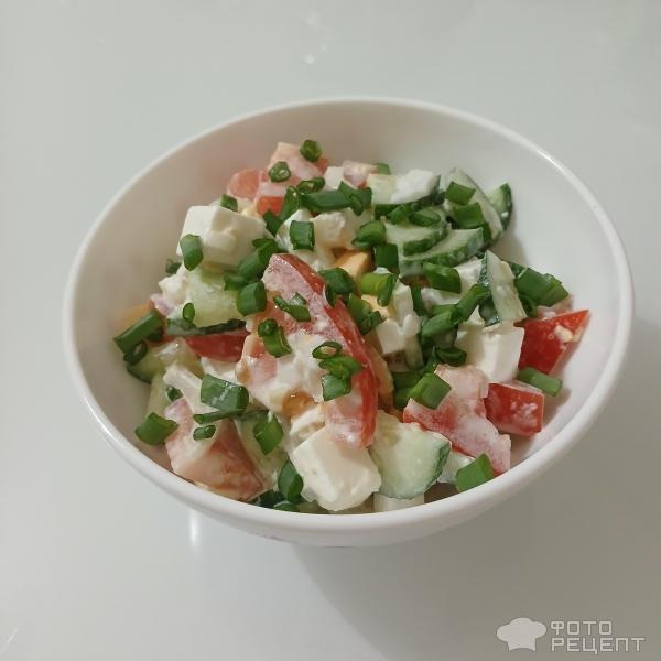 Рецепт: Овощной салат с сыром Фетакса - И с яйцом. А что ещё делать с пасхальными яйцами?))) Рецепт: Овощной салат с сыром Фетакса - И с яйцом. А что ещё делать с пасхальными яйцами?)))