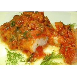 Рецепт: Минтай, тушеный в томатном соусе - с морковкой и луком