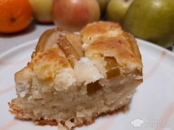 Рецепт: Пирог яблочный быстрый - С творогом.