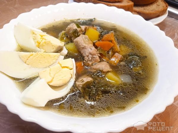 Рецепт: Зеленый суп - майский суп со свежей крапивой и щавелем