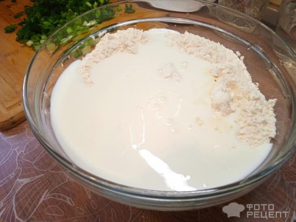 Рецепт: Пирог на кефире - с зелёным луком