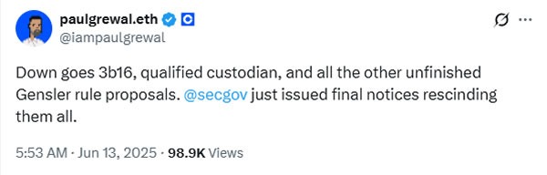 SEC убивает предложенную криптовалюту и правила DEFI