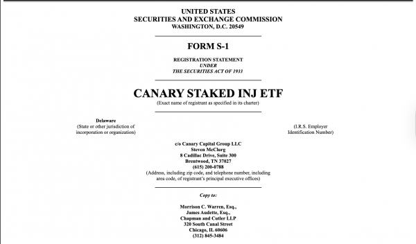 Канарский капитал делает ставку на инъектив с помощью подачи ETF.