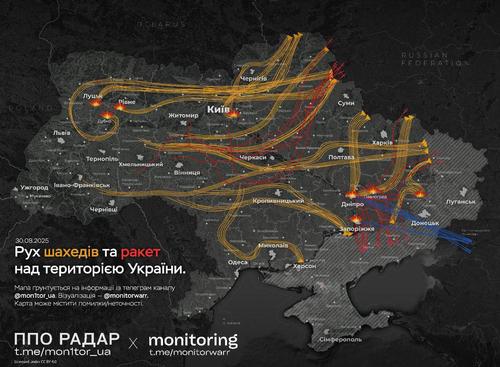 В ночь на 30.08 Украина вновь оказалась под мощной комбинированной атакой вооружённых сил РФ